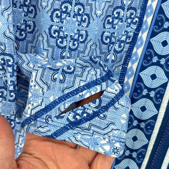 Cabana Life Full Zip Rash Guard Top UPF Protection Nylon Spandex Blue White XL - Picture 5 of 10